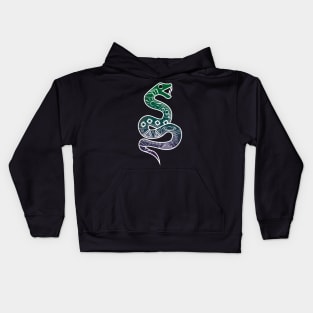 Mexican Aztec Snake Design Green and Purple Kids Hoodie